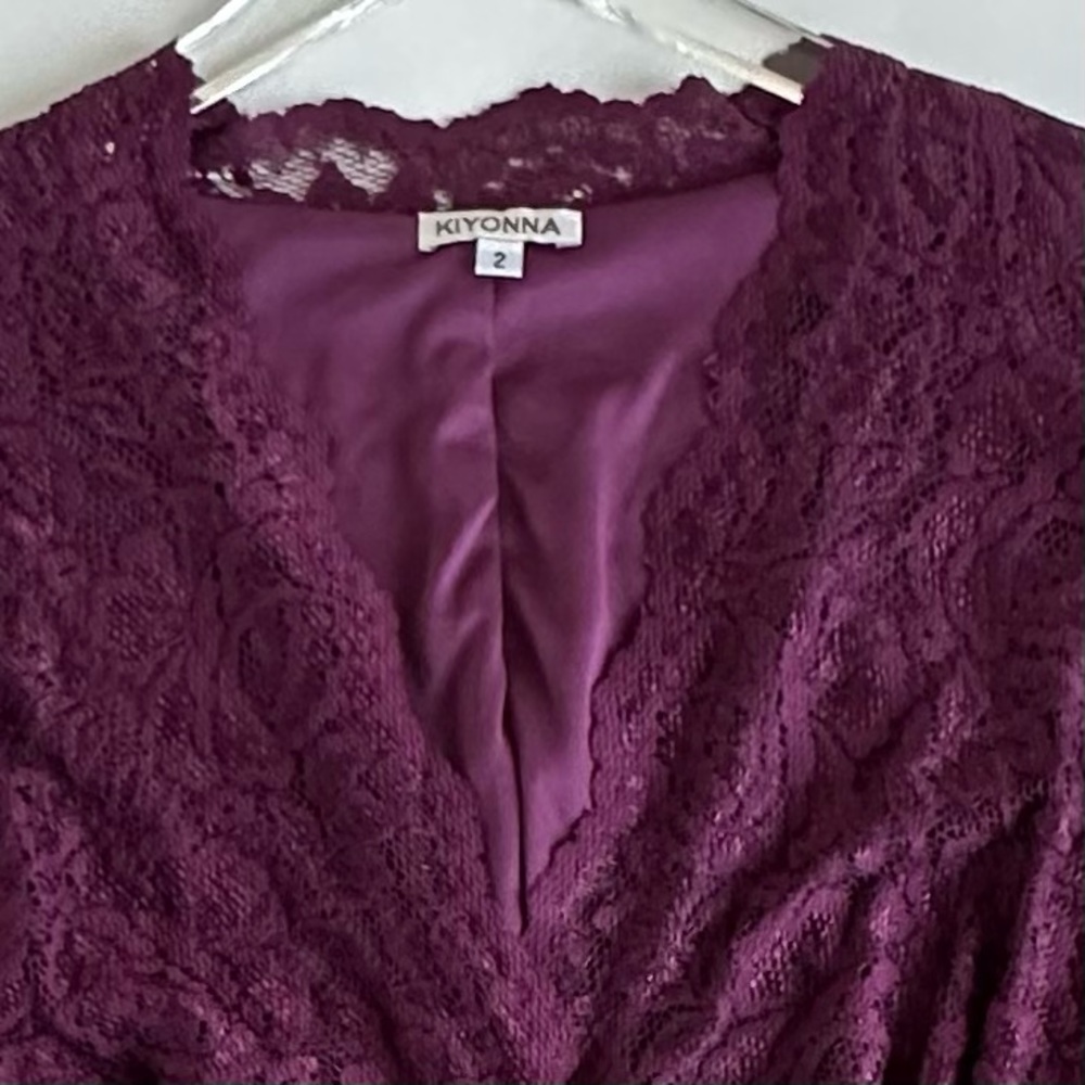 Kiyonna Plum Scalloped Lace Boudoir Dress Kiyonna Size 2 - 18/20 - Picture 6 of 12